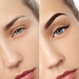 Ресницы и брови фото до и после